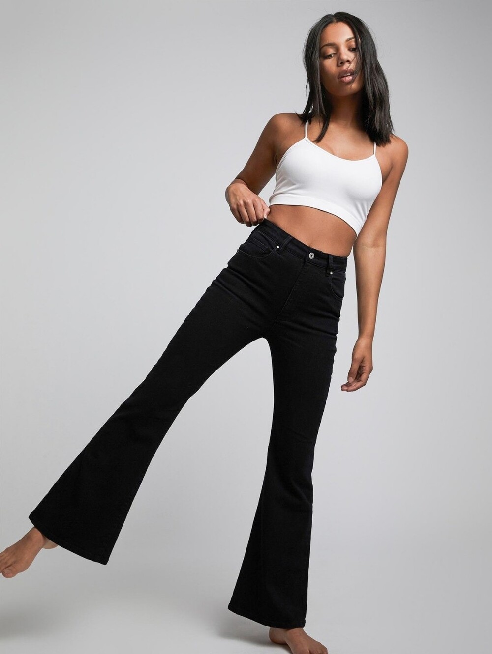 Cotton On Womens Black Boho Festival High Rise 80s Original Flare Jeans Size 2 - Picture 3 of 13
